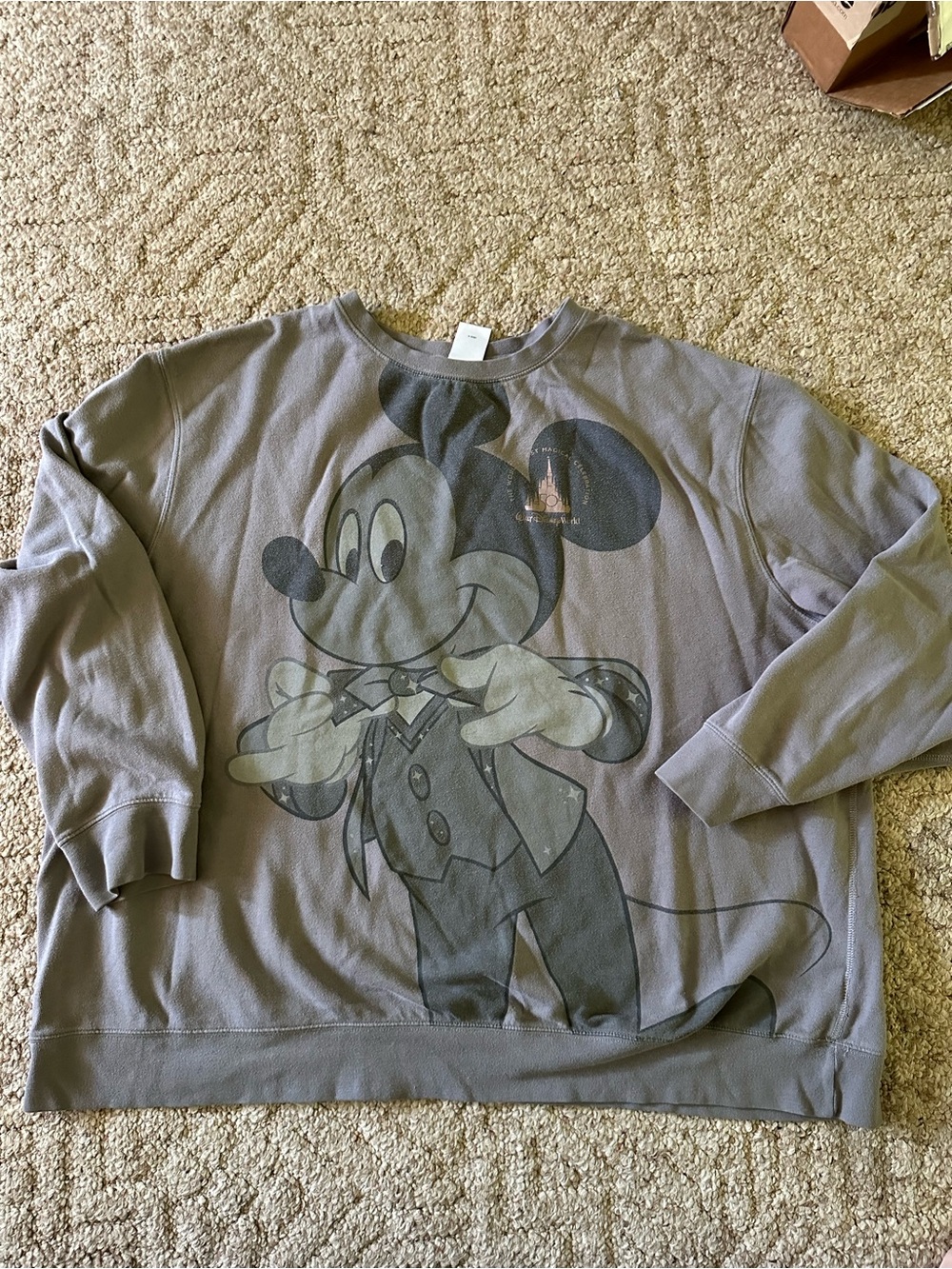 Disney Men's Gray Mickey Graphic Crewneck Sweatshirt